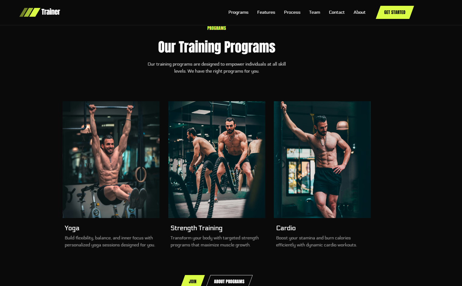 Personal trainer website sample